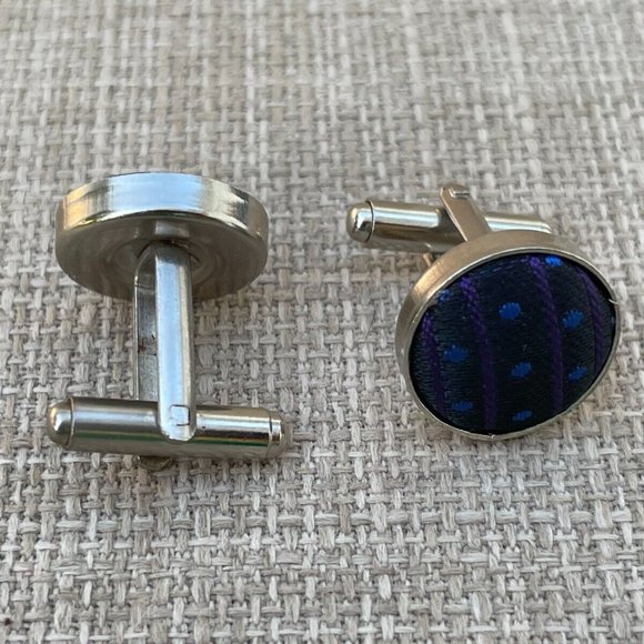 Men Cuff Links Blue/Silver Tone Fashion Cufflink Men Jewelry Shirt Cuff Stud - Picture 4 of 6